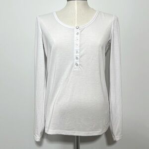 Altuzarra for Target White with Sheer Back Long Sleeve Henley Top Shirt M